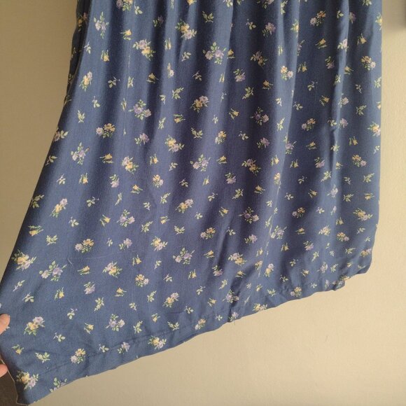 Laura Ashley Girls Blue Floral Dress Sz 8-9 Vtg 90s Button Back Prarie Maxi - Picture 7 of 13